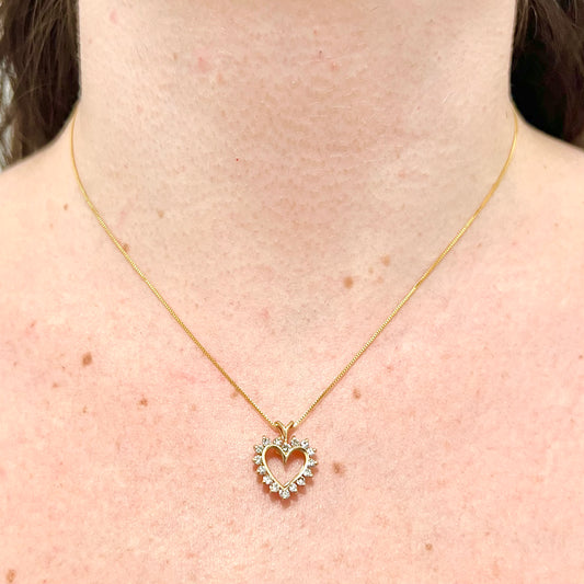 CLEARANCE 40% OFF - 14 Karat Yellow Gold 1/3 Carat Diamond Heart Pendant - WeilJewelry