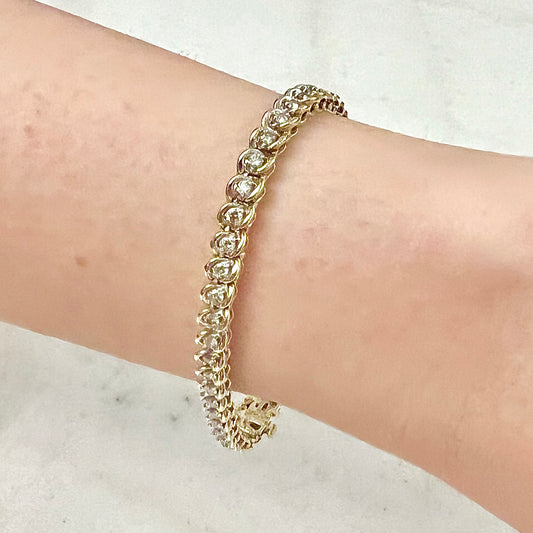 Vintage 10 Karat Yellow Gold 2 Carats Diamond Tennis Bracelet - WeilJewelry