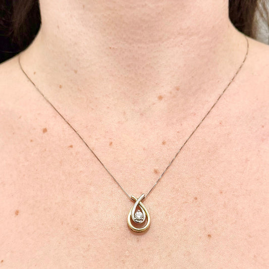 10 Karat Two - Tone Gold 0.25 Carat Diamond Solitaire Necklace - WeilJewelry