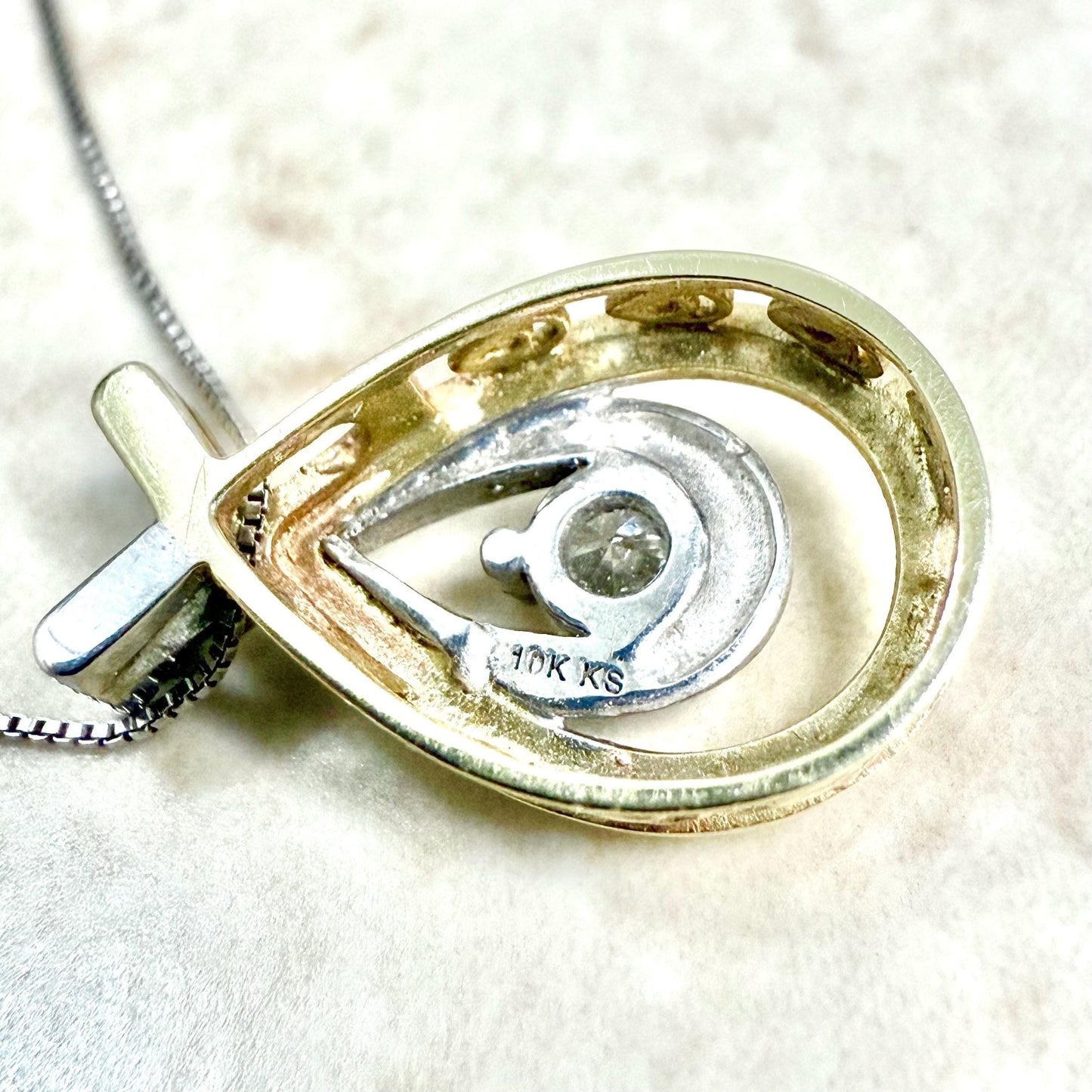 10 Karat Two - Tone Gold 0.25 Carat Diamond Solitaire Necklace - WeilJewelry