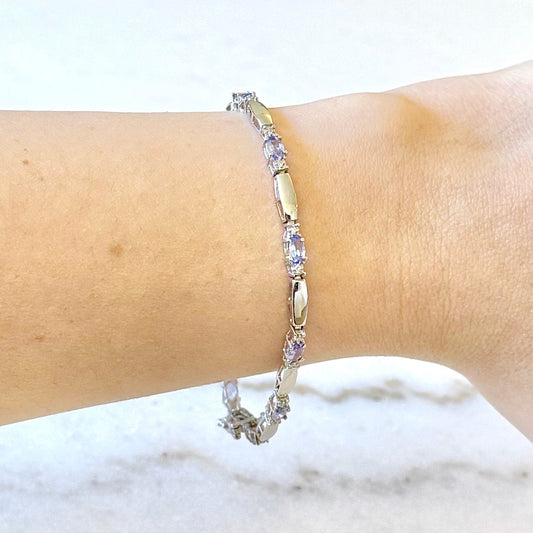 10 Karat White Gold Diamond & Tanzanite Bracelet - WeilJewelry