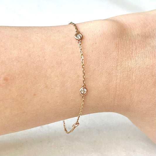 14 Karat Rose Gold 0.30 Carat Diamond By The Yard Bracelet - WeilJewelry