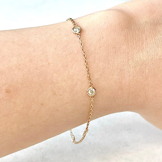 14 Karat Rose Gold 0.40 Carat Diamond By The Yard Bracelet - WeilJewelry
