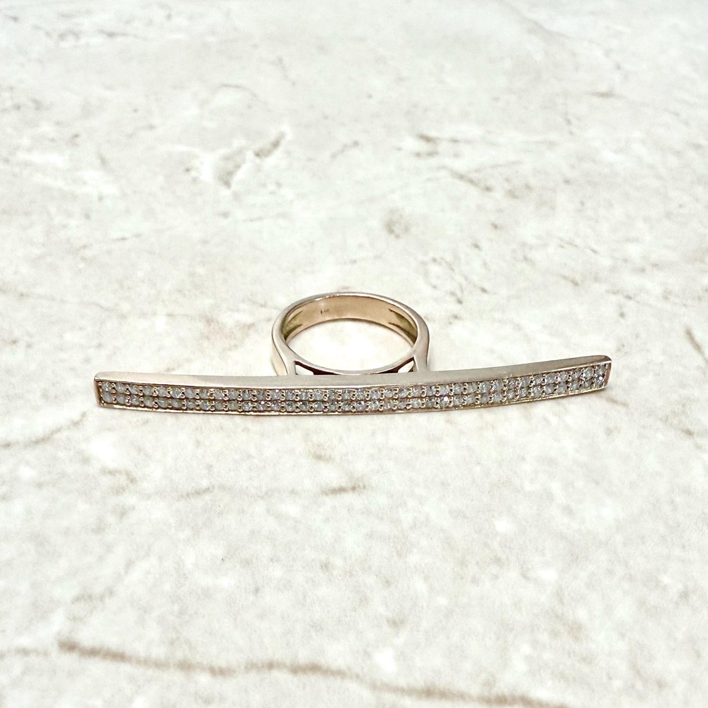 14 Karat Rose Gold 3 - Finger 0.75 Carat Natural Diamond Bar Ring - WeilJewelry