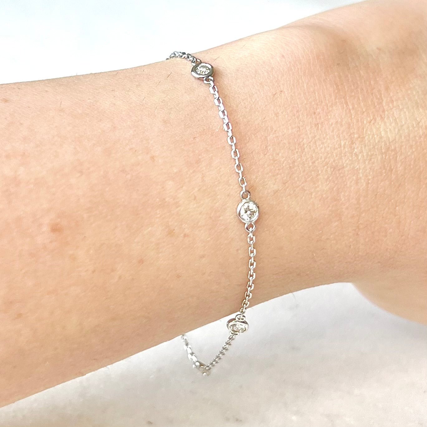 14 Karat White Gold 0.35 Carat Diamond By The Yard Bracelet - WeilJewelry