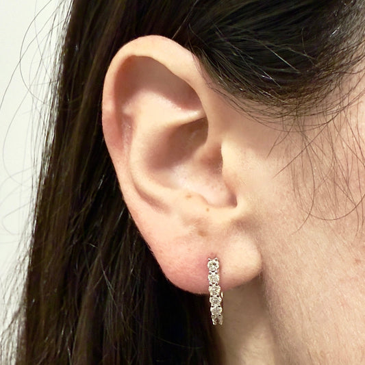 14 Karat White Gold 1 Carat Diamond Hoop Earrings - WeilJewelry