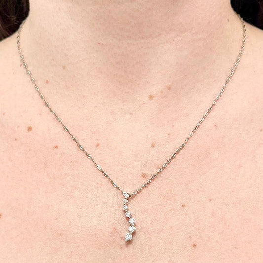 14 Karat White Gold 1/2 CT Diamond Journey Pendant Necklace - WeilJewelry