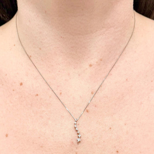 14 Karat White Gold 1/4 CT Princess Cut Diamond Journey Pendant Necklace - WeilJewelry