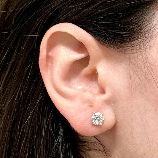 14 Karat White Gold 2 Carat Lab Grown Diamond Stud Earrings - WeilJewelry