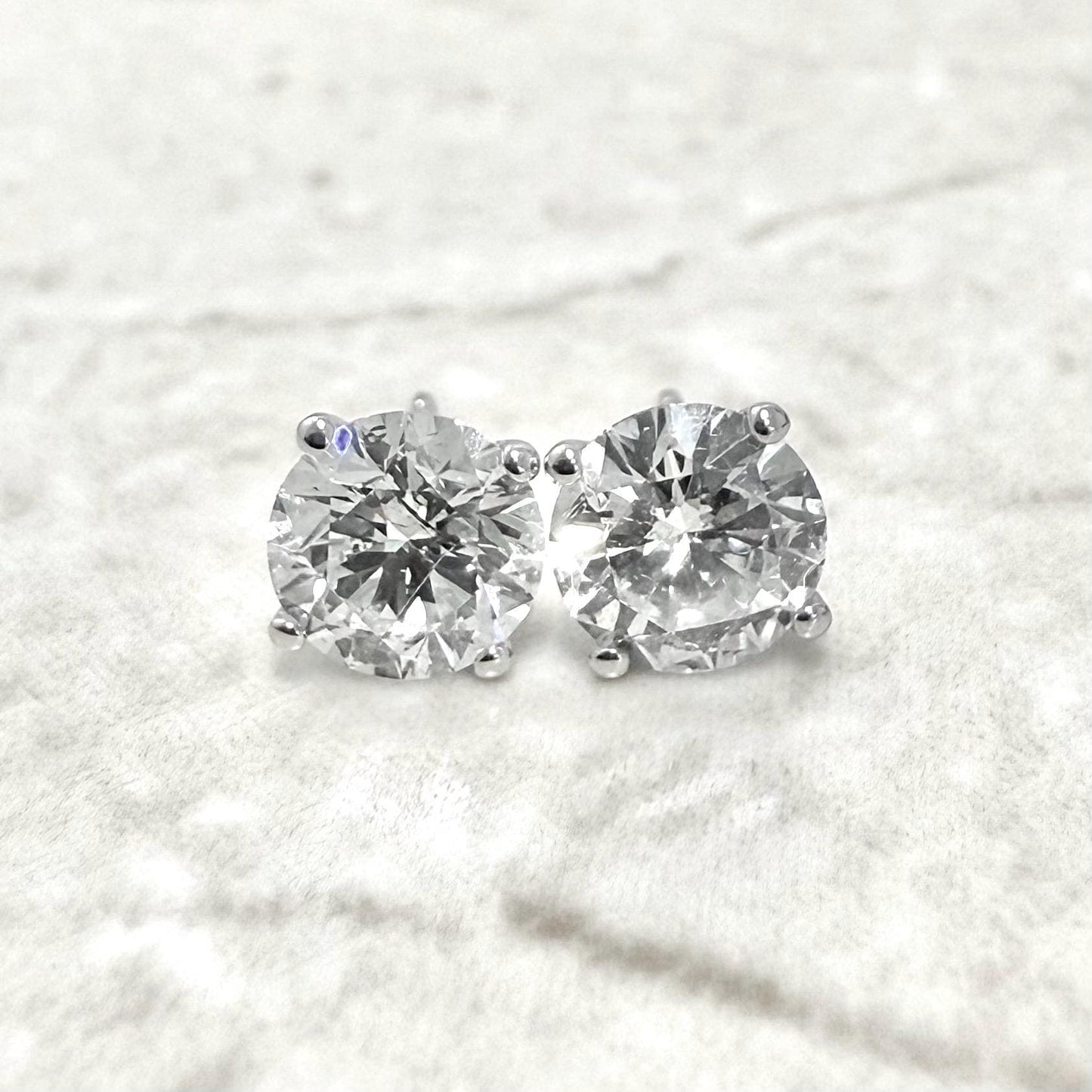 14 Karat White Gold 2 Carat Lab Grown Diamond Stud Earrings - WeilJewelry