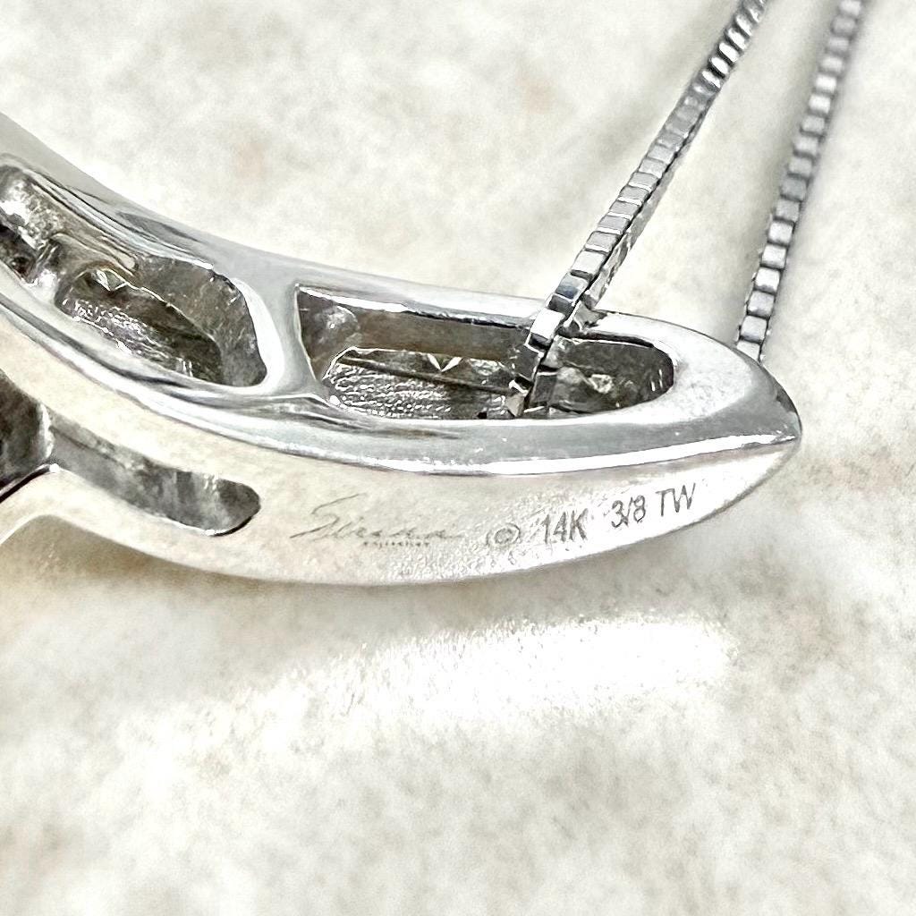 14 Karat White Gold 3/8 Carat Diamond Twist Pendant Necklace - WeilJewelry