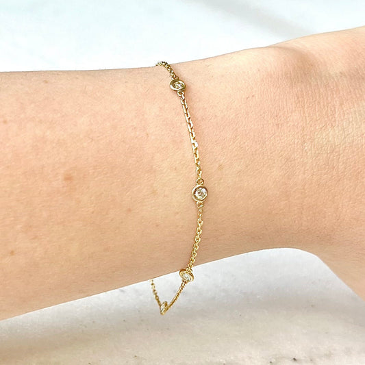 14 Karat Yellow Gold 0.25 Carat Diamond By The Yard Bracelet - WeilJewelry
