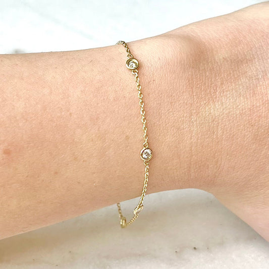 14 Karat Yellow Gold 0.30 Carat Diamond By The Yard Bracelet - WeilJewelry