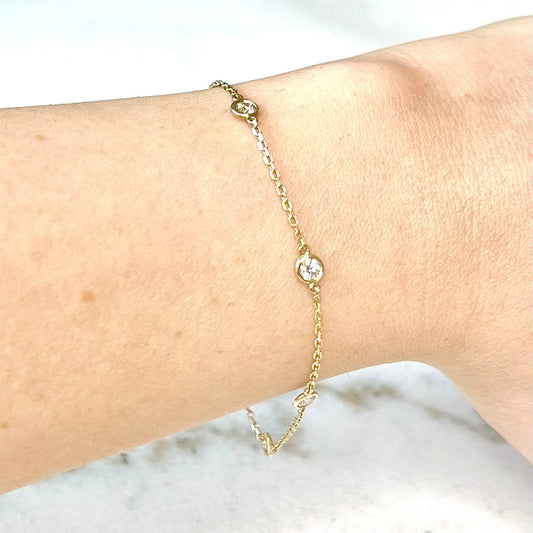 14 Karat Yellow Gold 0.50 Carat Diamond By The Yard Bracelet - WeilJewelry