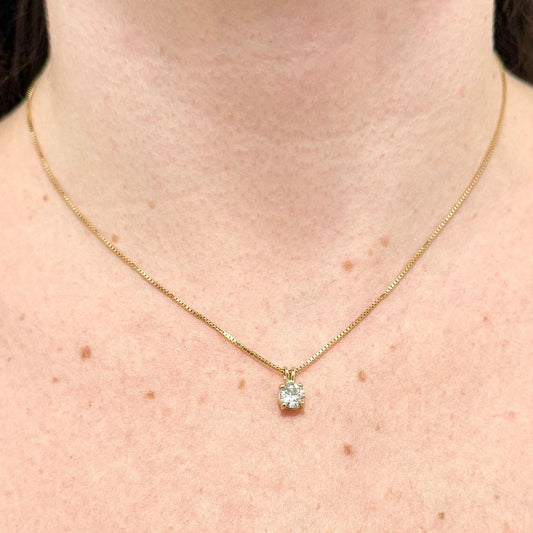 14 Karat Yellow Gold 0.70 Carat Diamond Solitaire Necklace - WeilJewelry