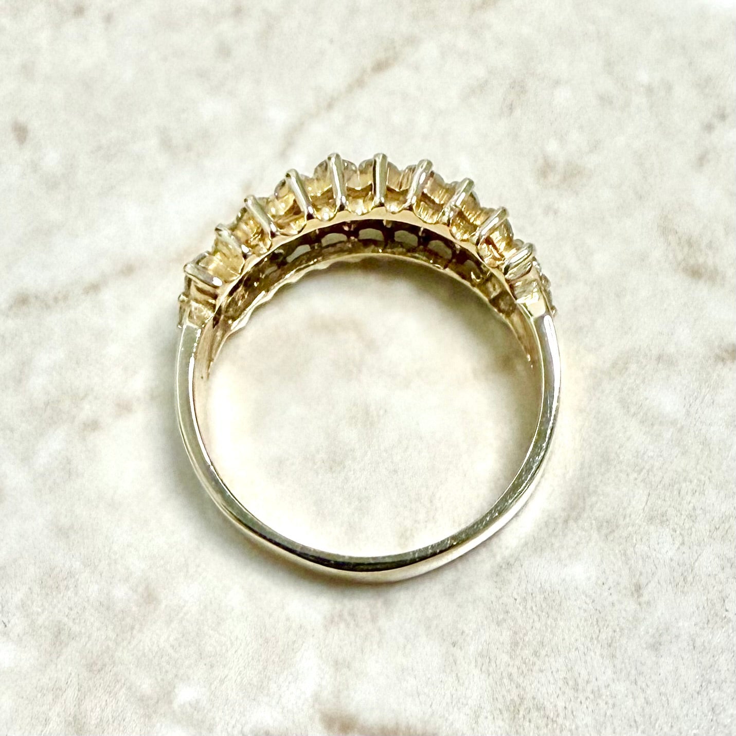 14 Karat Yellow Gold 1.50 Carat Three - Row Diamond Band Ring - WeilJewelry