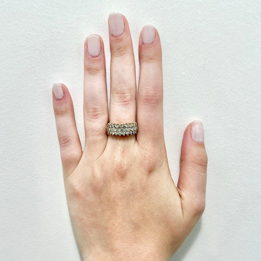 14 Karat Yellow Gold 1.50 Carat Three - Row Diamond Band Ring - WeilJewelry