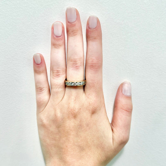 14 Karat Yellow Gold Channel - Set 1.46 Carat Diamond Half Eternity Band Ring - WeilJewelry