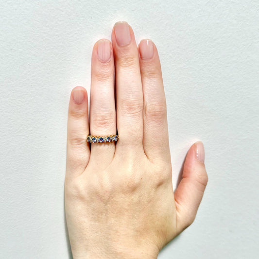 14 Karat Yellow Gold Diamond & Tanzanite Band Ring - WeilJewelry