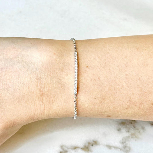 14K White Gold 0.25 Carat Diamond Bar Bracelet - WeilJewelry