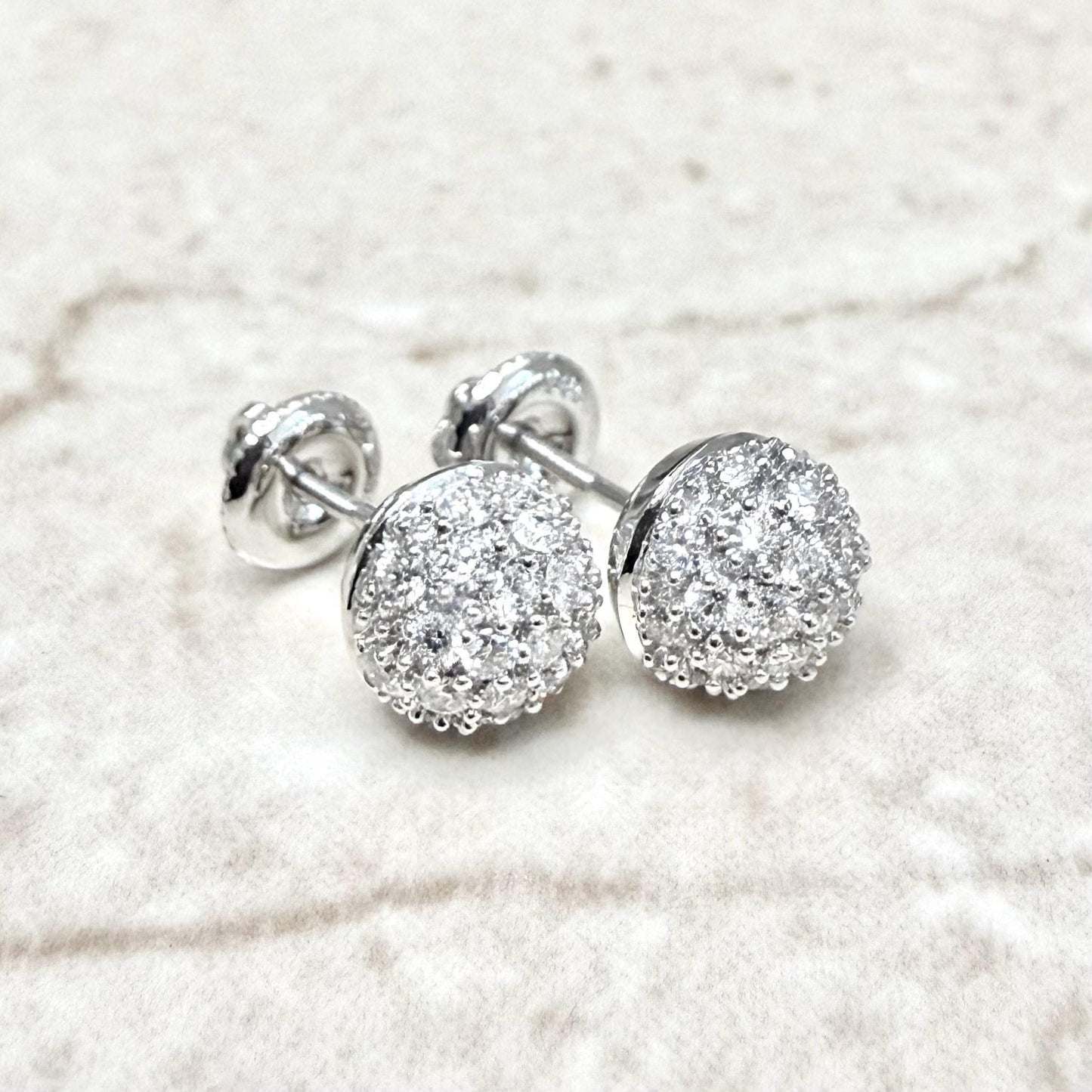 14K White Gold 0.80 Carat Diamond Pave Stud Earrings - WeilJewelry