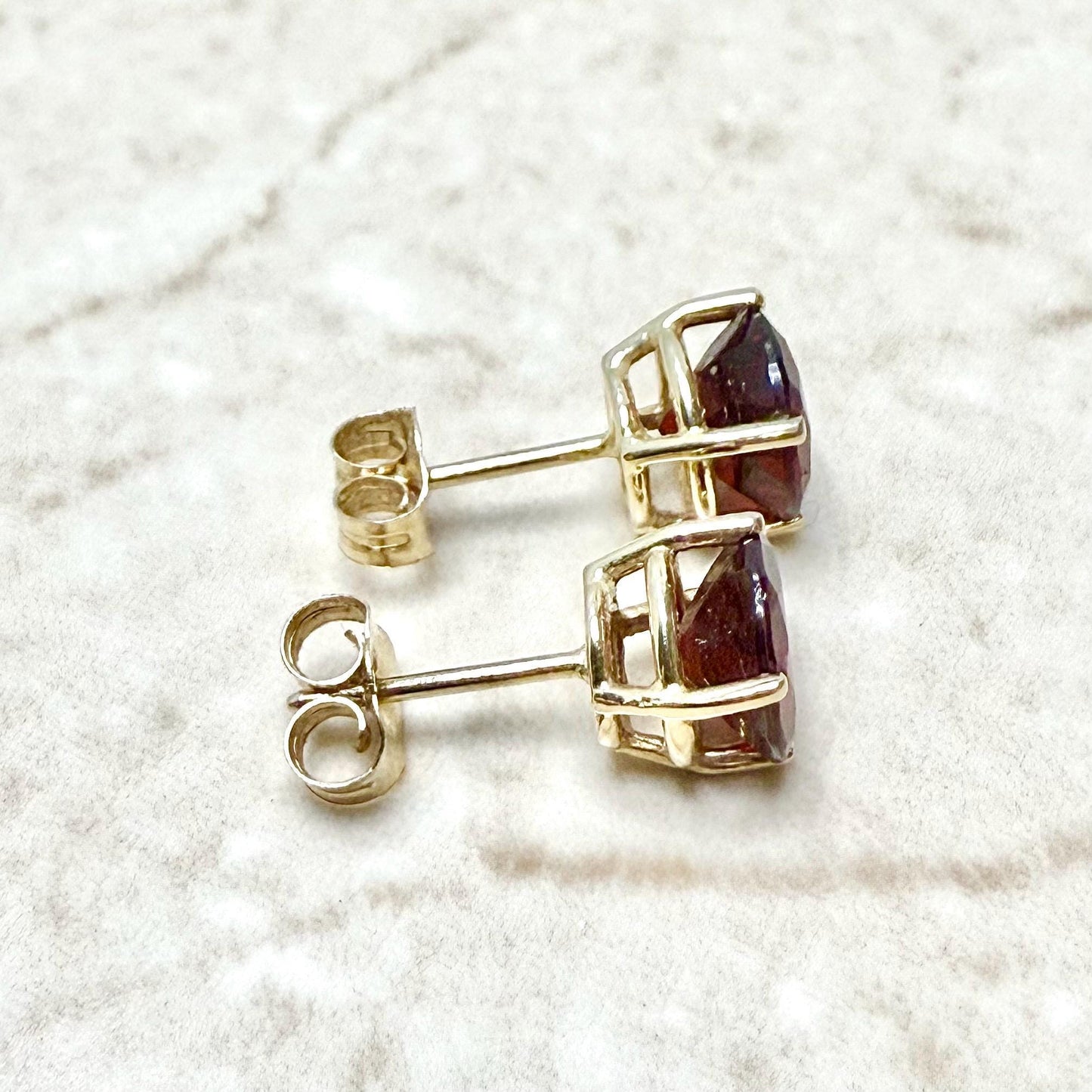 14K Yellow Gold 7 MM 3.25 CTTW Round Garnet Stud Earrings - WeilJewelry