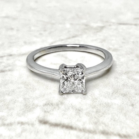18K GIA 0.75 CT Natural Princess Cut Diamond Solitaire Engagement Ring - WeilJewelry