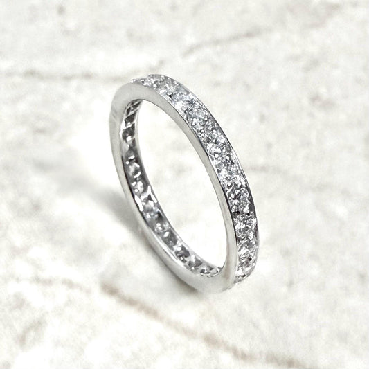 18K White Gold 0.75 Carat Natural Diamond Eternity Band Ring - WeilJewelry