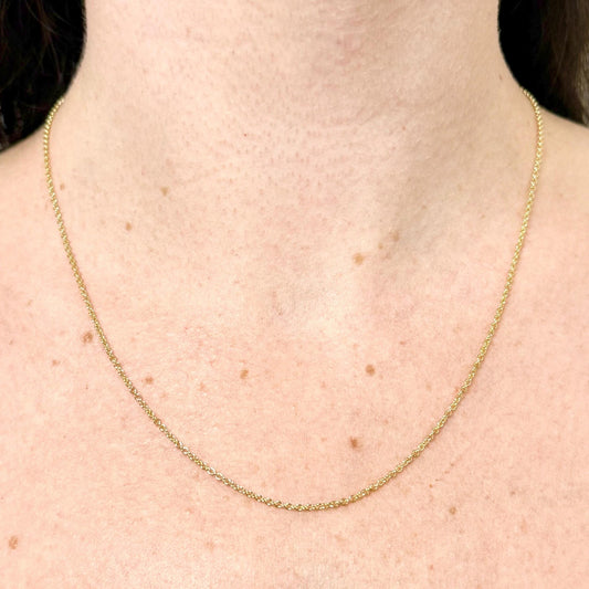 18K Yellow Gold 18 - Inch Rolo Cable Chain Necklace 1.5 MM - WeilJewelry