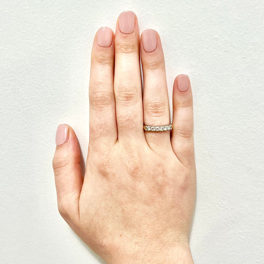 Vintage 14 Karat Two - Tone Gold 6 - Stone 0.50 Carat Diamond Band Ring - WeilJewelry