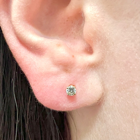 14 Karat Yellow Gold Prong - Set 0.25 Carat Round Diamond Stud Earrings - WeilJewelry