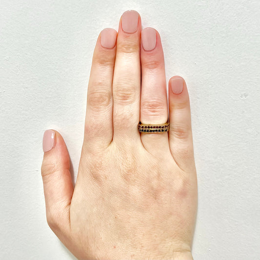 Rare Vintage 18 Karat Yellow Gold Sapphire & Ruby Eternity Band Ring Set - WeilJewelry