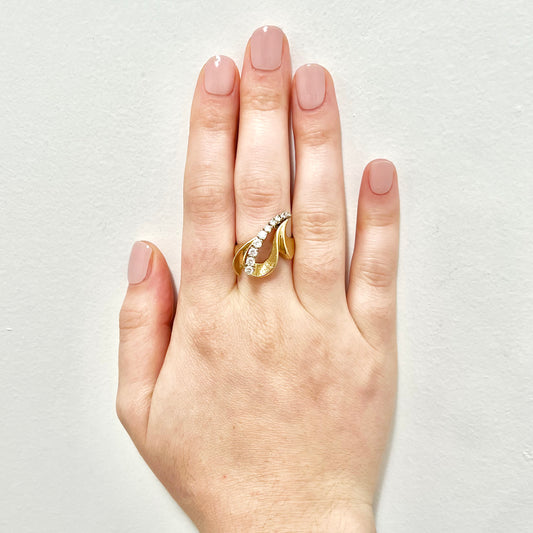 CLEARANCE 40% OFF - Fine Vintage 14 Karat Gold 0.75 Carat Graduated Diamond Ring - WeilJewelry