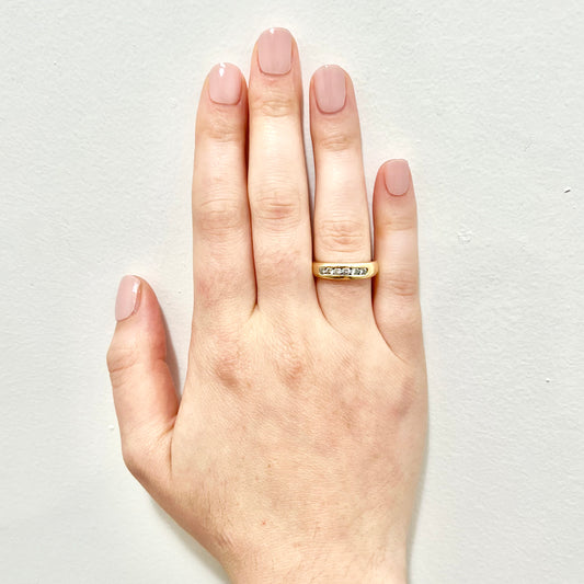 14 Karat Yellow Gold Channel - Set 0.40 Carat Diamond Six - Stone Band Ring - WeilJewelry
