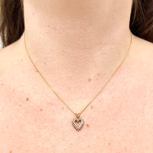 14 Karat Yellow Gold 0.30 Carat Diamond Heart Pendant - WeilJewelry