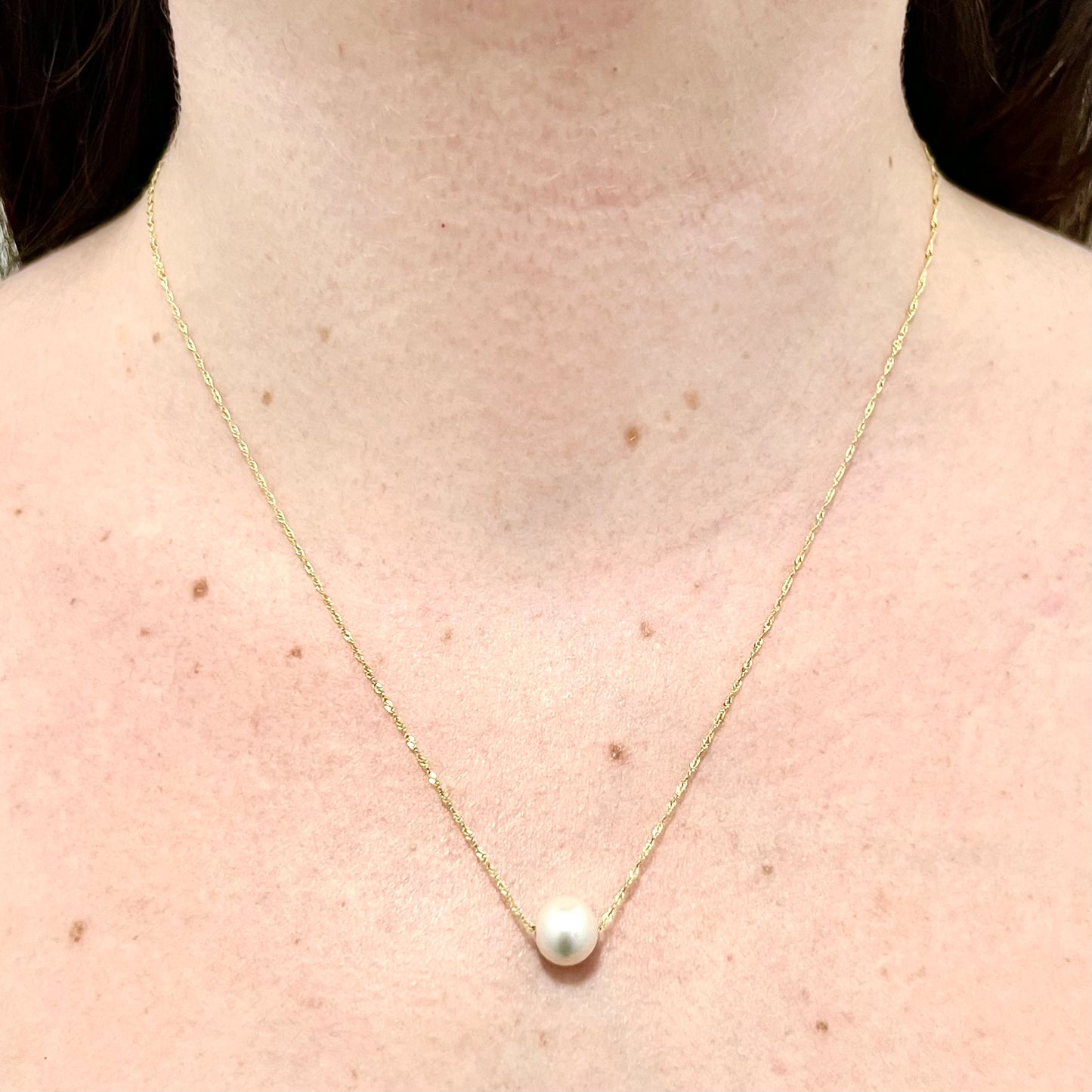 14 Karat White Gold Single White Pearl Pendant Necklace