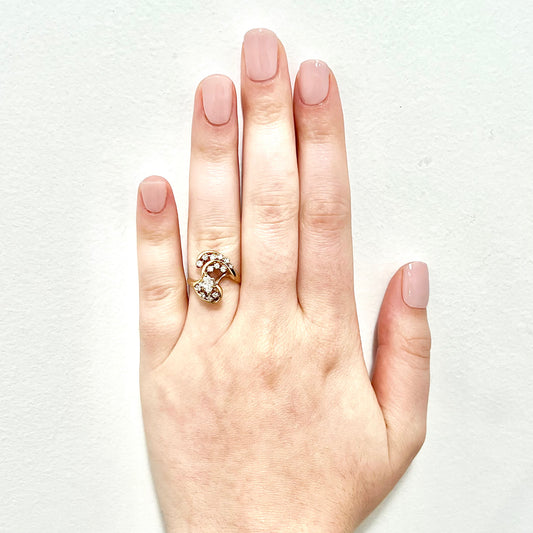 Vintage 14 Karat Yellow Gold Marquise Diamond Cocktail Ring - WeilJewelry