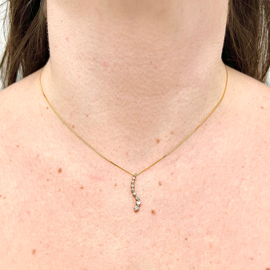 14 Karat Yellow Gold 1/2 Carat Graduated Diamond Pendant - WeilJewelry