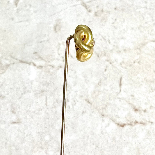 Antique Edwardian 14 Karat Yellow Gold Diamond Stick Pin / Hat Pin - WeilJewelry