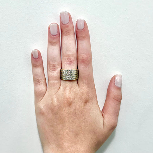 Chunky Vintage 10 Karat Yellow Gold 1.75 Carat Diamond Band Ring - WeilJewelry