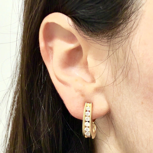 Fine 14 Karat Yellow Gold 1 Carat Diamond Huggie Earrings - WeilJewelry