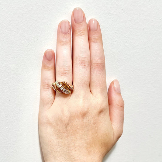 Fine Vintage 1960’s 14 Karat Yellow Gold Diamond Cocktail Ring - WeilJewelry
