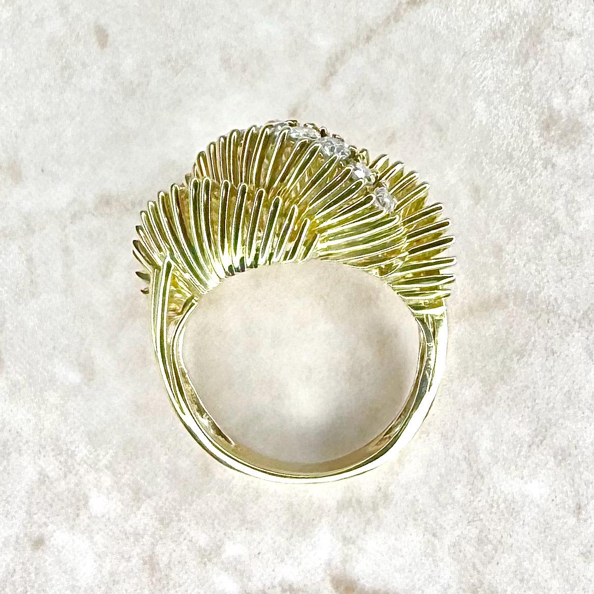 Fine Vintage 1960’s 14 Karat Yellow Gold Diamond Cocktail Ring - WeilJewelry