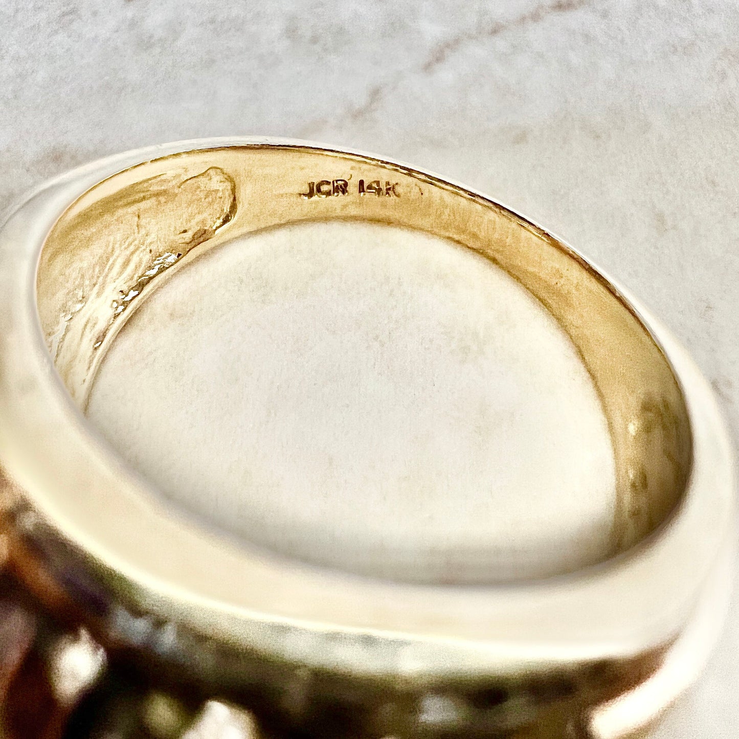 Vintage 14 Karat Yellow Gold Champagne Diamond Band Ring - WeilJewelry