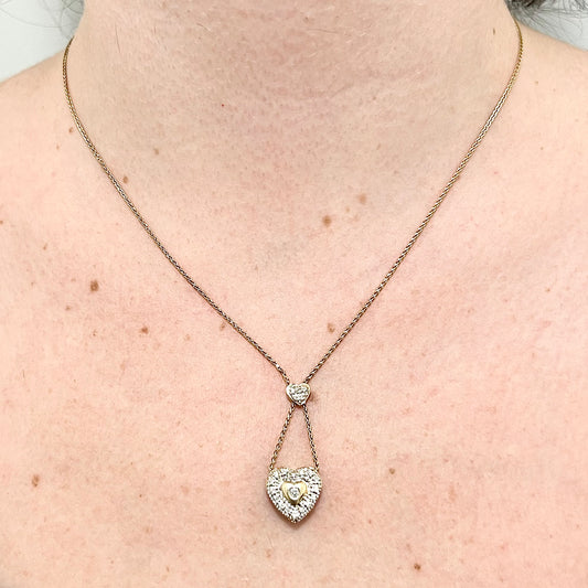 Vintage 14 Karat Yellow Gold Diamond Heart Necklace - WeilJewelry