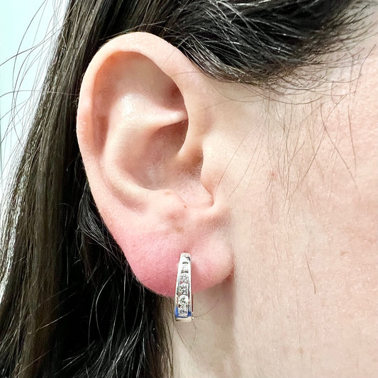 CLEARANCE 40% OFF - 18 Karat White Gold 0.50 Carat Diamond Huggie Hoop Earrings - WeilJewelry