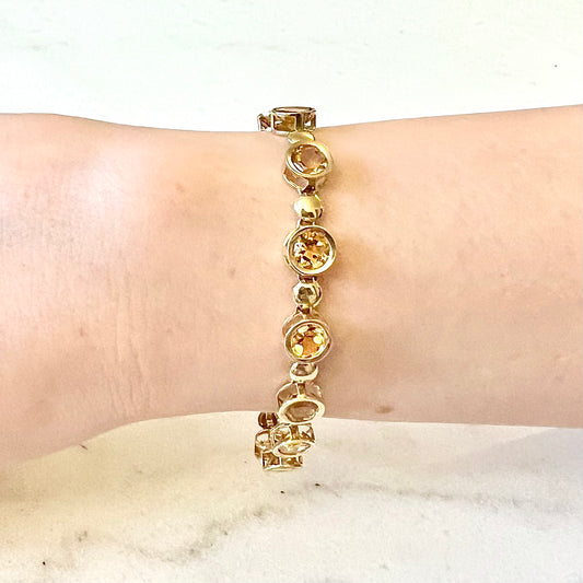 CLEARANCE 40% OFF - Vintage 14 Karat Yellow Gold 8.40 Carats Citrine Tennis Bracelet - WeilJewelry