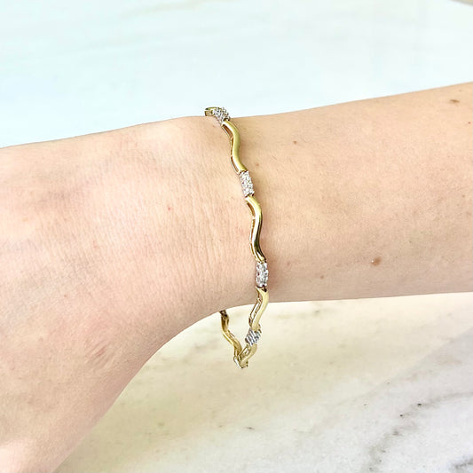 CLEARANCE 40% OFF - Vintage 10 Karat Two - Tone Gold 1/2 Carat Diamond Tennis Bracelet - WeilJewelry