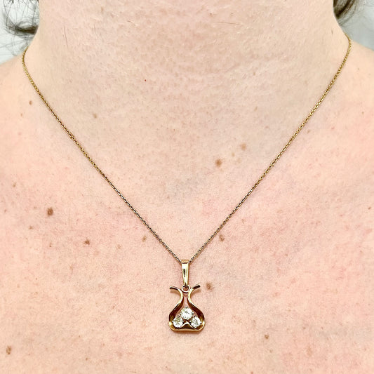 Fine Vintage 1950βs 14 Karat Yellow Gold 0.60 Carat Three - Stone Old European Diamond Pendant - WeilJewelry