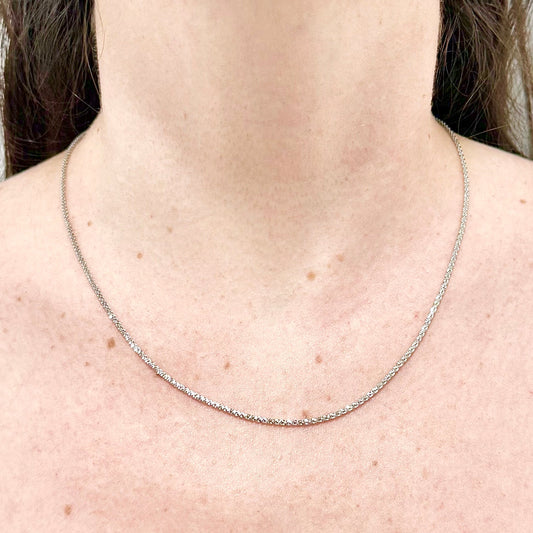 Italian 14 Karat White Gold 18.5 - Inch Sparkle Chain Necklace - WeilJewelry